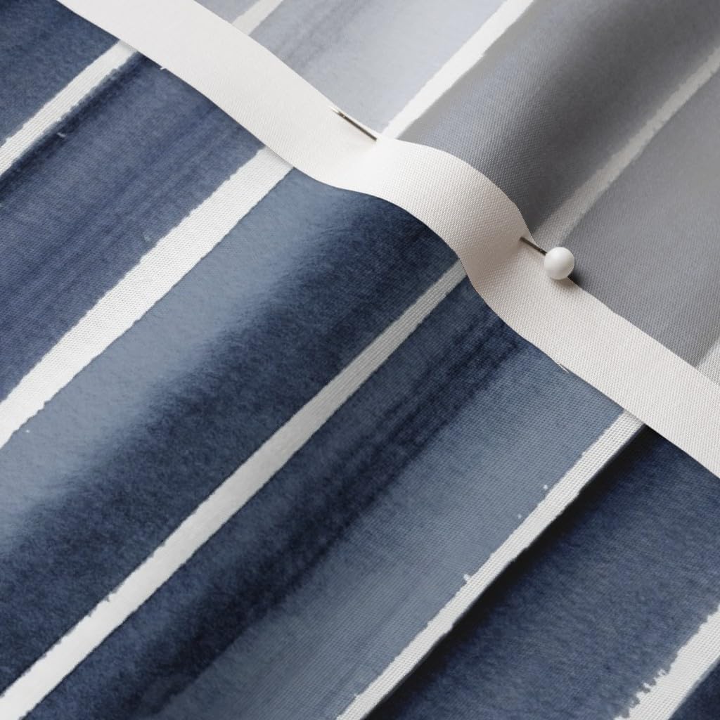 Spoonflower Fabric - Indigo Stripe Blue Watercolor Painterly Stripes Modern Beach Decor Printed on Cotton Poplin Fabric by The Yard - Sewing Shirting Quilting Dresses Apparel Crafts