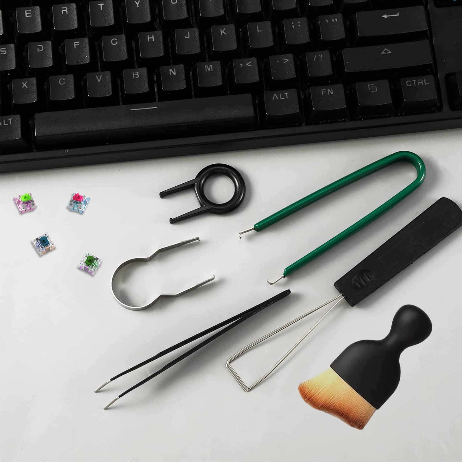 Kit De Nettoyage De Clavier 6 Ppièces, Brosse Clavier, Extracteur De Commutateur De Clé, Kit 'Extraction De Clavier avec Pince À Épiler, pour Claviers Mécaniques Rempla