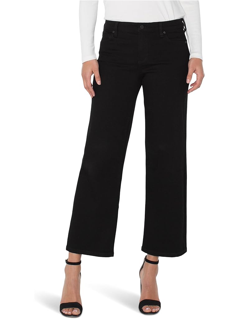Black Liverpool Los Angeles Stride Mid-Rise Crop Wide Leg Jean 28'' Inseam
