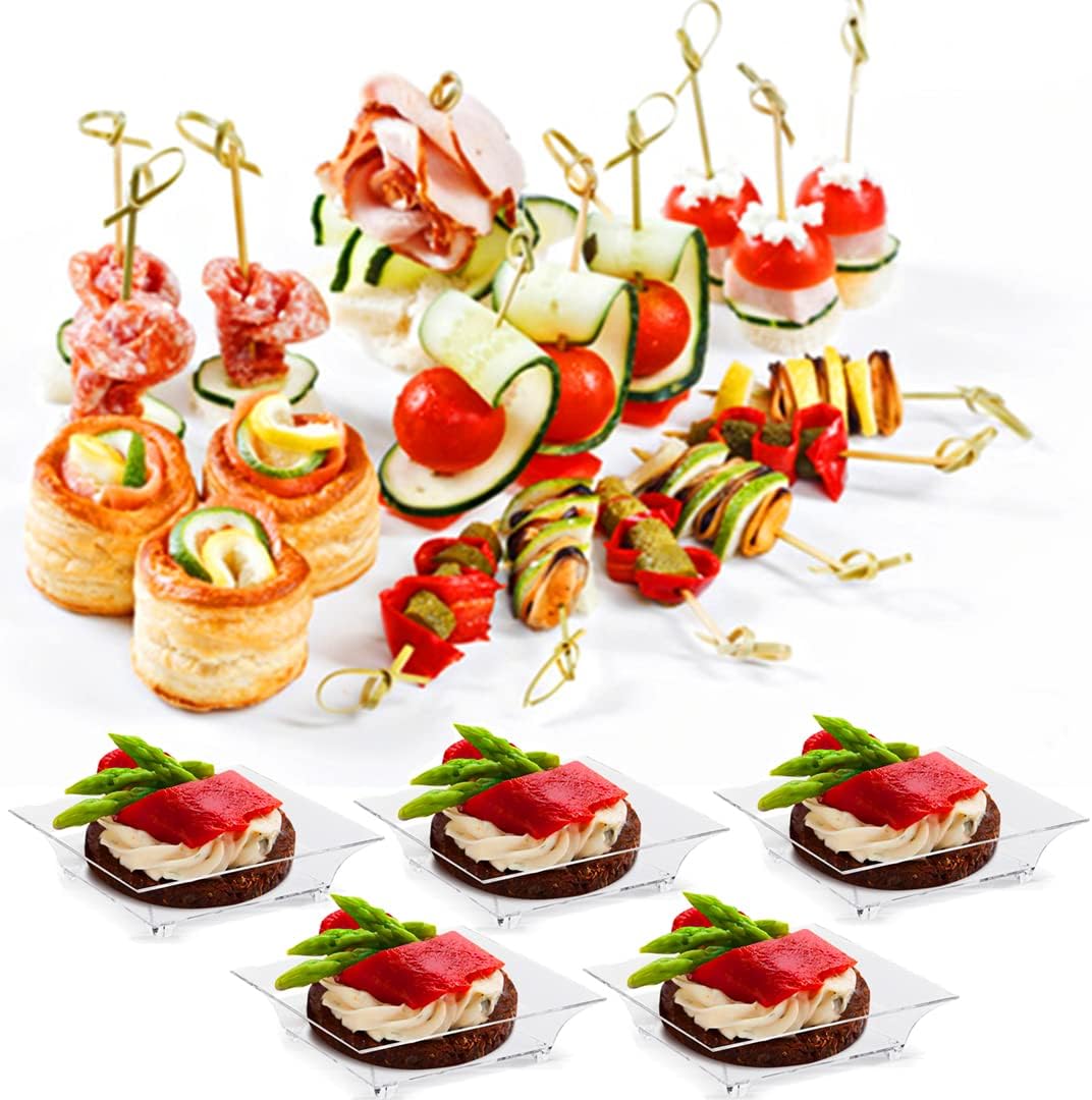 TOFLEN 100ct 2.5 Inch Mini Dessert Plates with Tasting Spoons