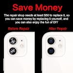 2PCS ASDAWN Back Rear Camera Lens Glass Replacement for iPhone 12 and 12 Mini Camera Lens Glass Replacement kit with Free Lens Film + Installation Manual + Repair Tool Set
