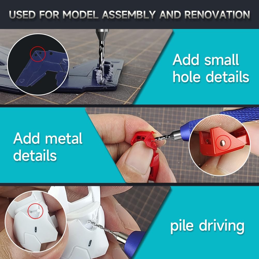 stedi Manual Pin Vise Hand Drill, Model Hobby Making Tools, Ultra-Precision Double Bearings Hand Drill for Gundam, Miniature Military Model, 3D Resin Parts, Blue