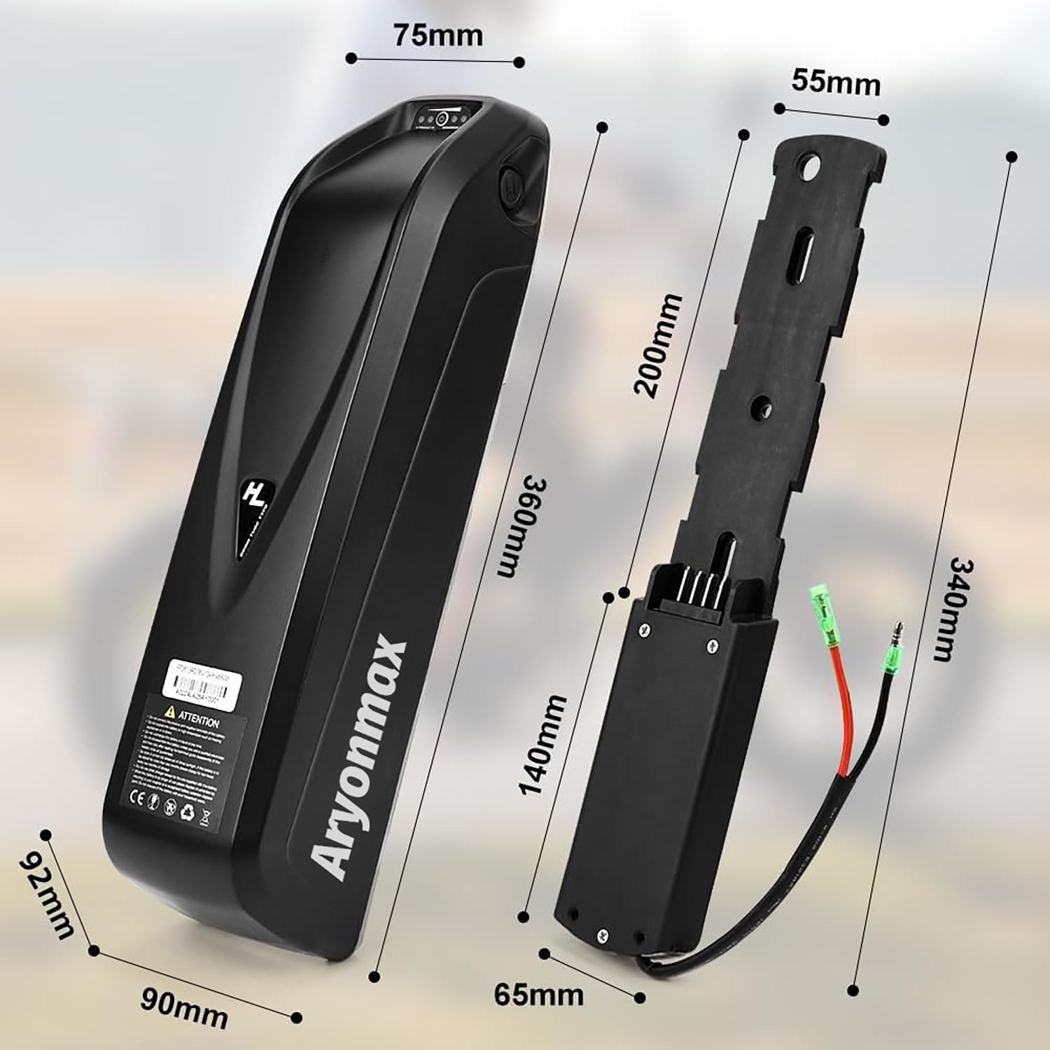 Batería Ebike 36V 48V 52V / 25Ah 20Ah 15Ah 13Ah Gran Capacidad con Cargador, Batería Litio Bicicleta Electrica (36V 13AH 4Pin,Hailong)