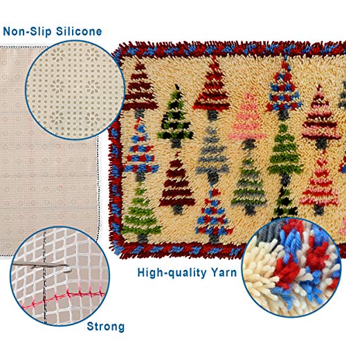 Image of clubevy DIY Handmade Shaggy Latch Hook Kit Rug for Adult Beginner Home Decoration Gift 20x15 inch (Tree)