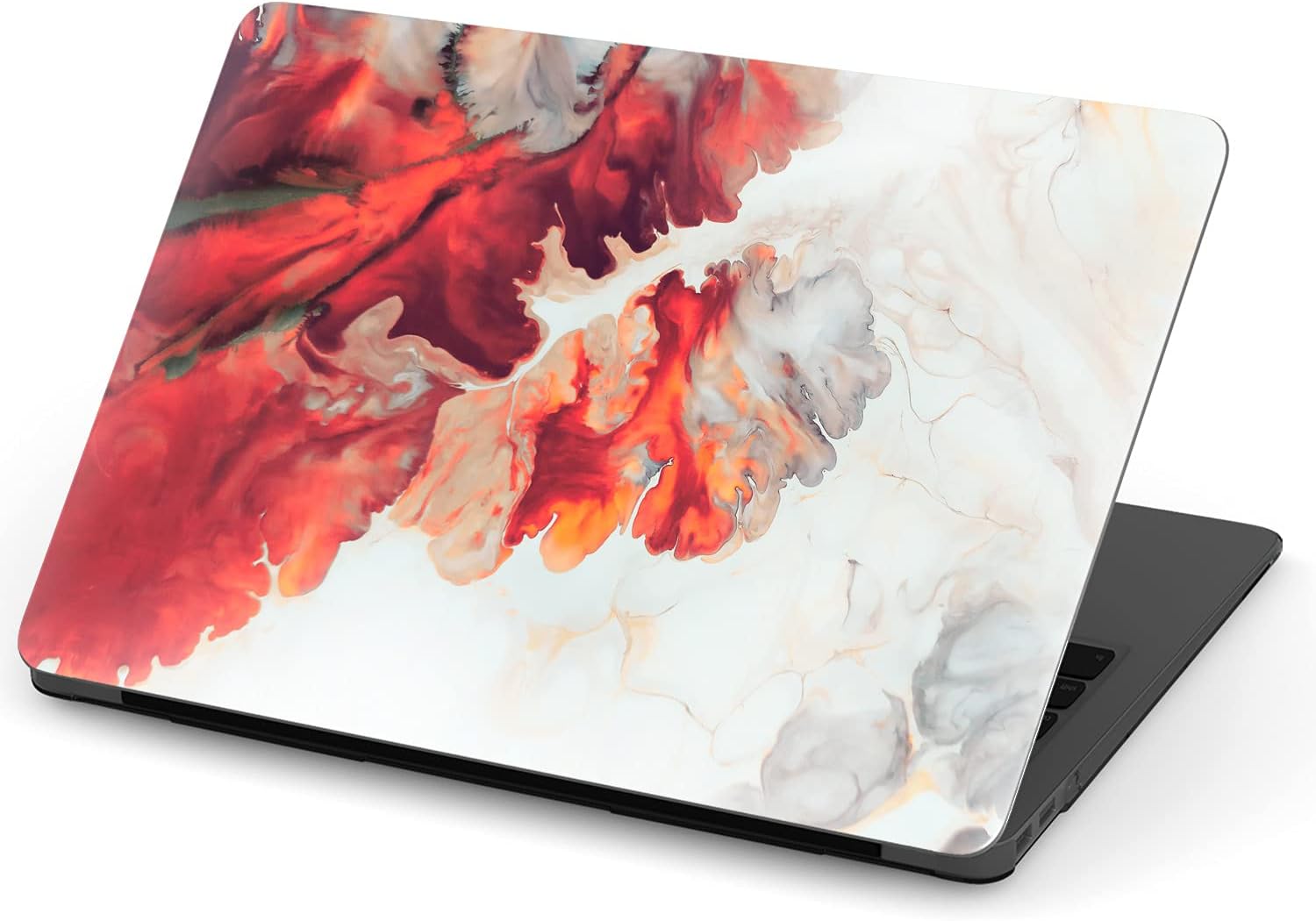 Mertak Hard Case Compatible with MacBook Pro 16 14 Air 15 13 inch M3 M2 M1 Mac 2024 2023 2022 2018 Fluid White Marbling Flow Paint Plastic Abstract Laptop Protective Touch Bar Print Cover Red