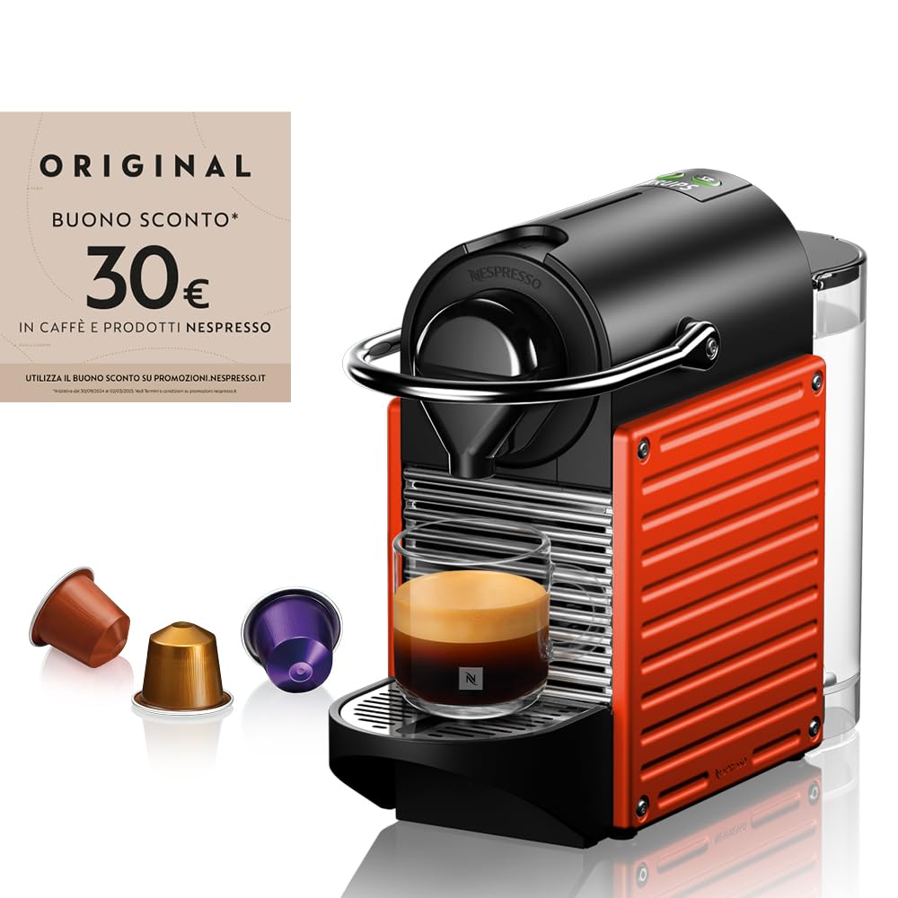 Nespresso Pixie XN3045, Macchina da caffè di Krups, Sistema Capsule Nespresso, Serbatoio acqua 0.7L, Electric Red
