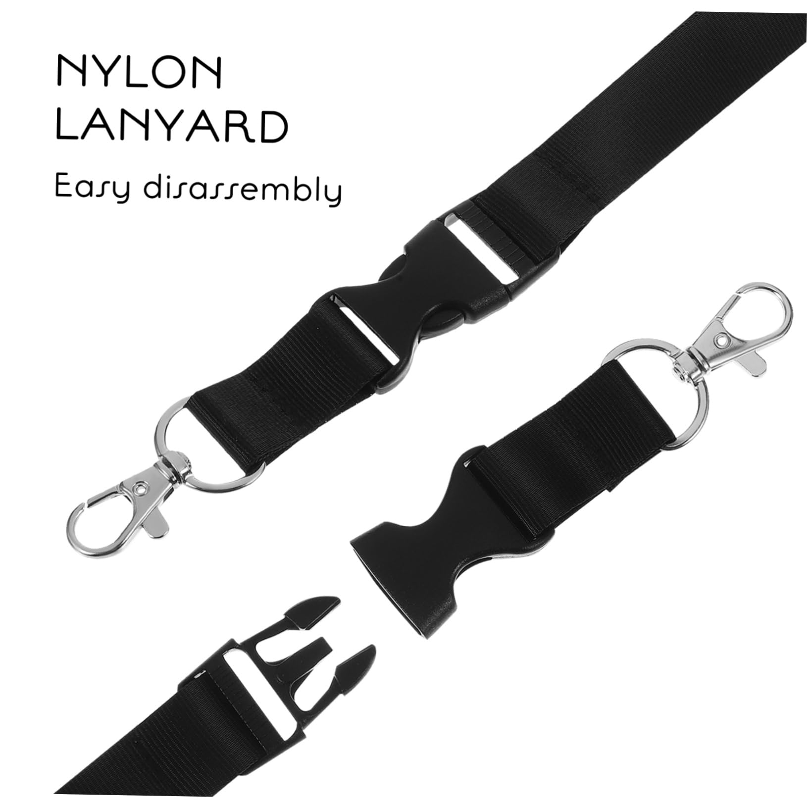 Operitacx 50pièces Lanières Nylon Pour Badges Identité Cordon De Cou Pratique Et Porte-cartes Pour Bureau École Hôpital Et Activités Plein Air Couleur Noire