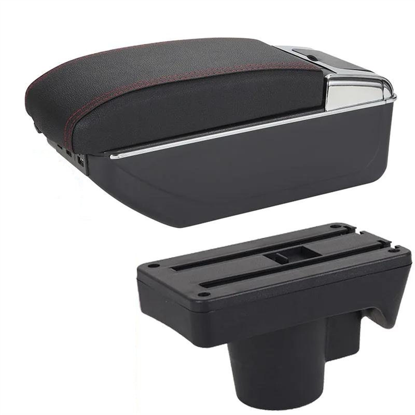 NOHEEU Car Center Console Storage Box Multifunctional Armrest Interior Accessories For Astra 2006-2011(B1 Black red 7USB)