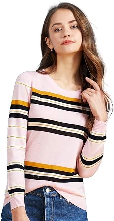 ZHILI Sweet Girl Light Pink Knit Thin Sweater Spring Autumn Tops