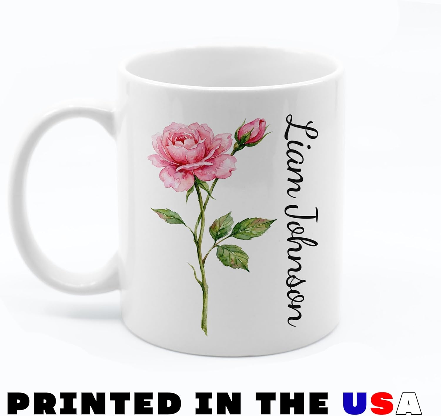 Personalized Coffee Mug with Name, Custom Flower Design Watercolor Rose 11oz Ceramic Cup, Gift for Women, Mom, Grandma, Birthday, Mother's Day, Floral Taza Personalizada, Multiple Colors - Image 8