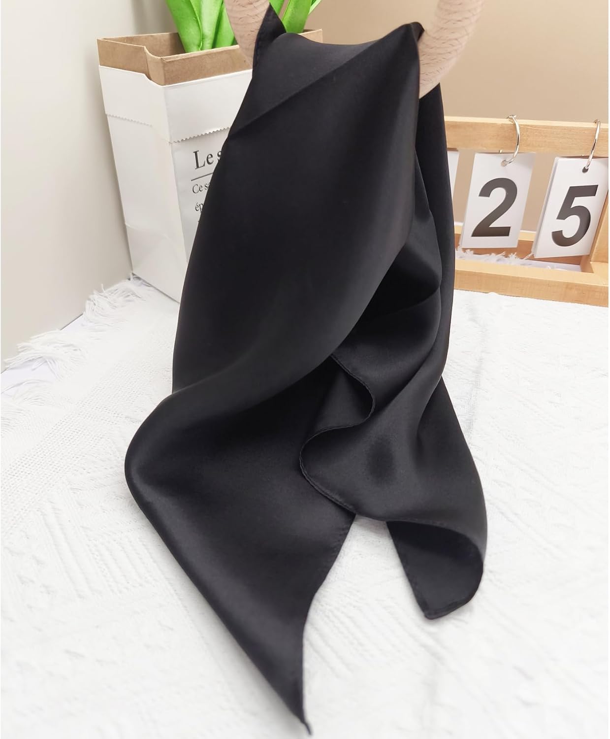 100% Mulberry Silk Neck Scarf - 21"x21" Small Printed Square Neckerchief Scarves for Women - Image 2