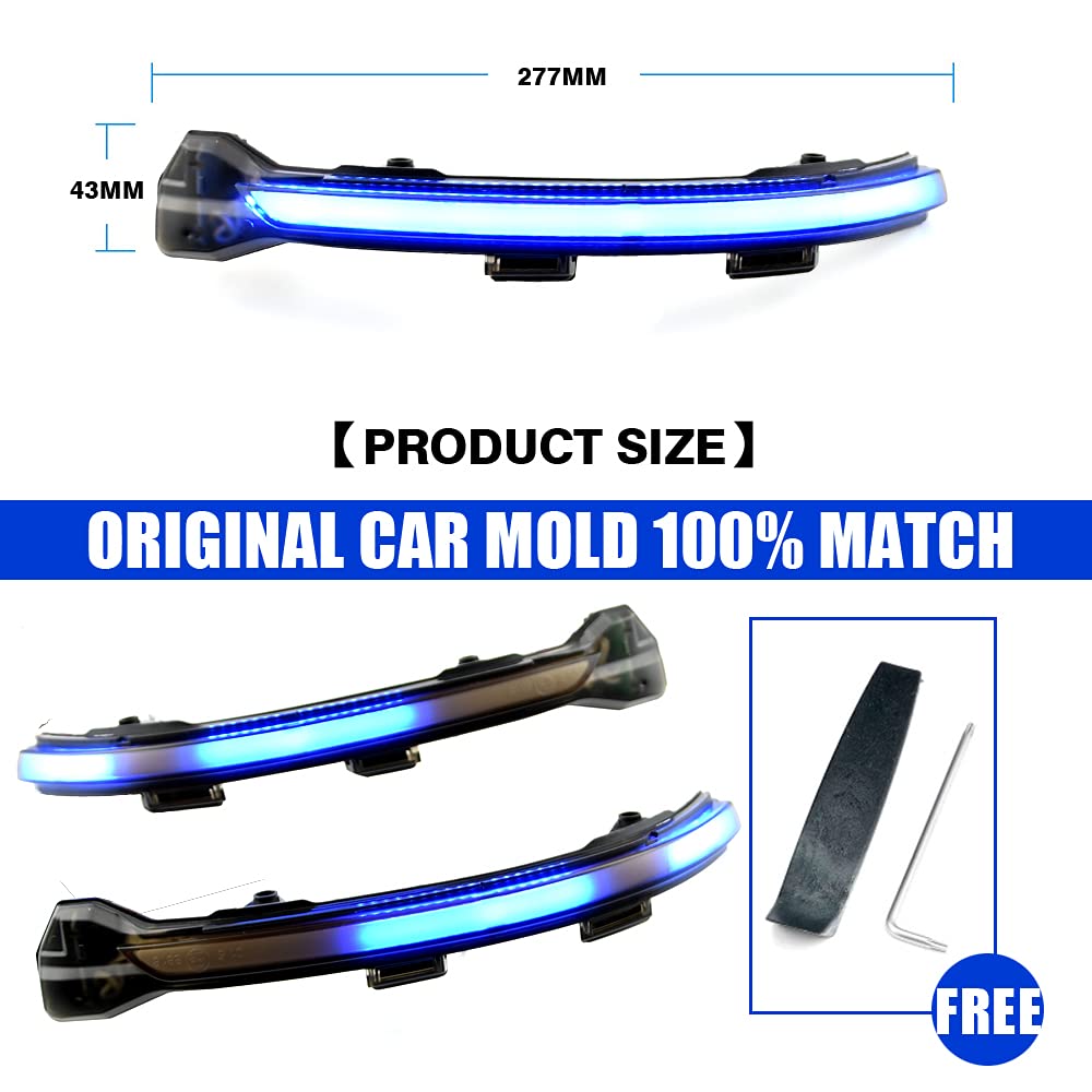 LED dynamiczny włączony kierunkowskaz, lusterko boczne sekwencyjne Kompatybilny z VW Golf 7 Jet-ta MK7 VII GTI R MK7 Golf 7.5 kompatybilny z To-uran-niebieski i żółty
