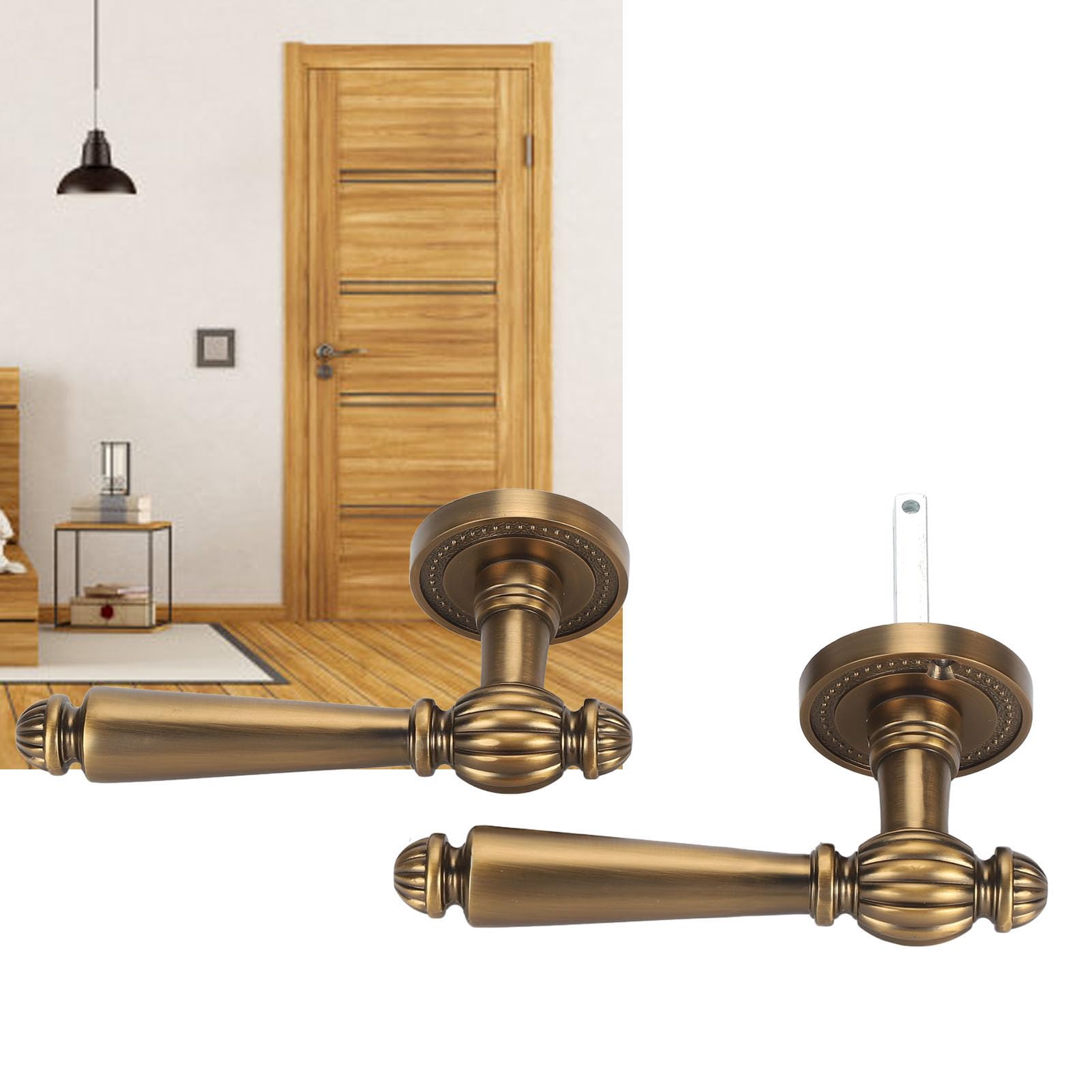 Fafeicy Cerradura Manija Puerta Interior Silenciosa Bronce con Núcleo Cobre Diseño Dorado Antiguo para Hogar Interior Decoración Moderna