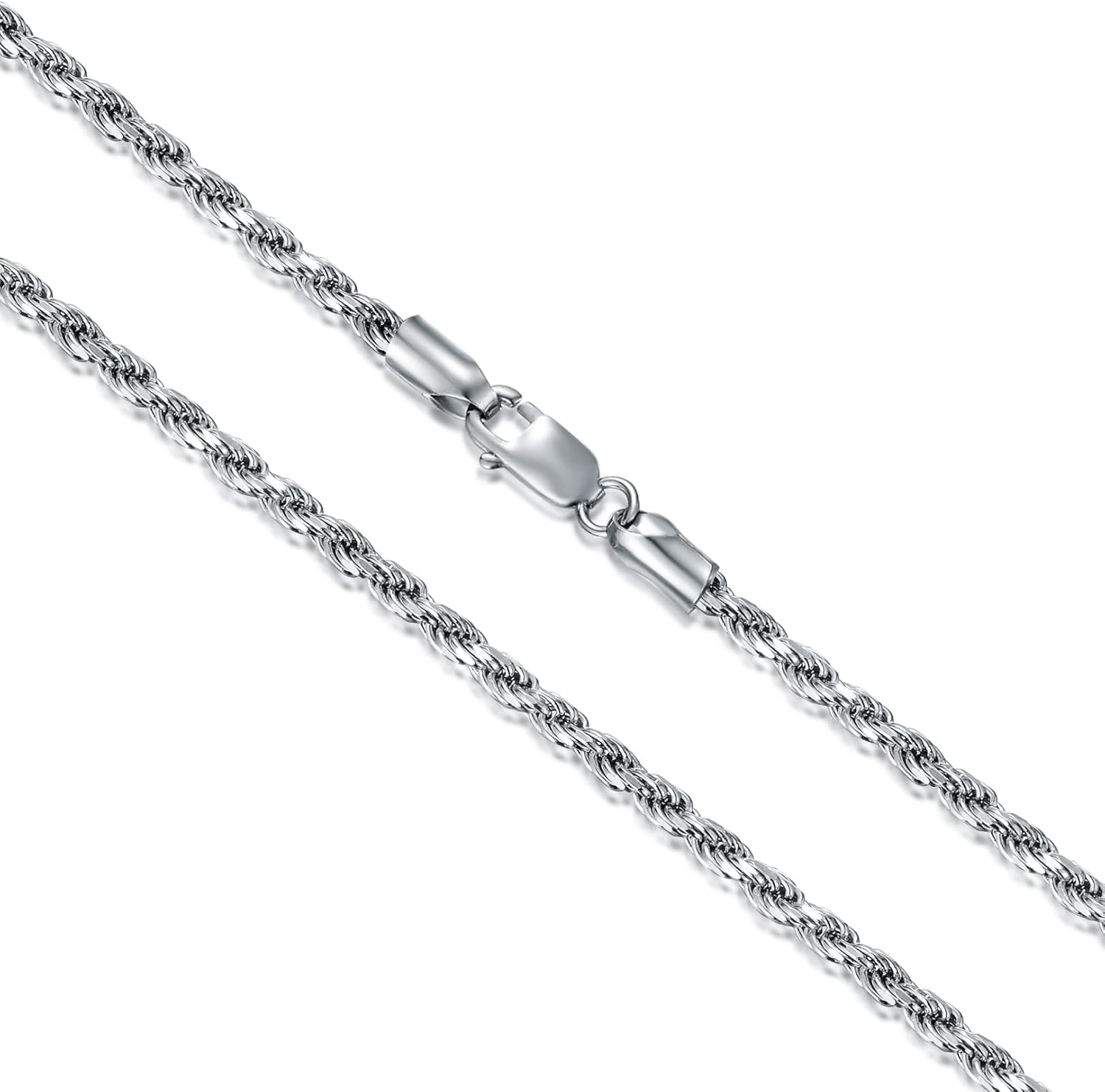 Solid 925 Sterling Silver 2MM/4MM Rope Chain Bracelet for Men Women,with Lobster Claw Clasp,Made in Italy 6.5/7/7.5/8 Inch - Image 2