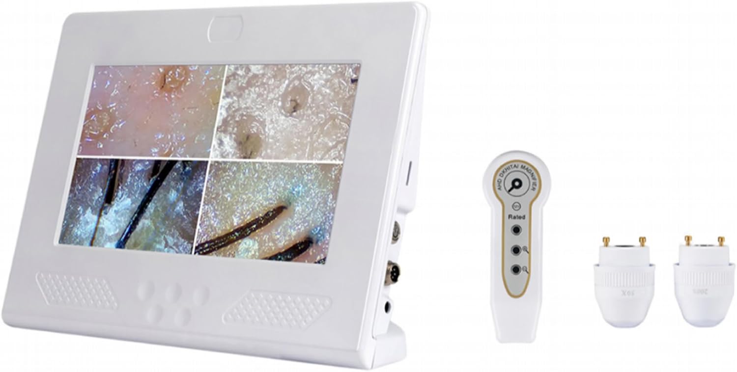 Upgraded Skin Hair Analyzer with 11-inch Tablet Display, Professional Digital Scalp Analysis Machine with 50x/200x Lenses, Microscope Scanner for Skin Detector, Quad-Split Display