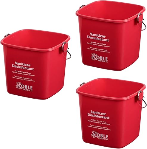 Cubos desinfectantes pequeños rojos para limpieza, cubo de limpieza desinfectante de 3 cuartos de galón, juego de 3 cubos cuadrados de plástico