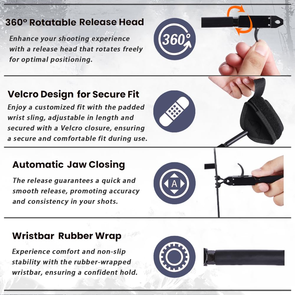 Décocheur YLSIO Archery – À Doigts (Index Finger) – Réglable – Ambidextre – Pour Arc à Poulies