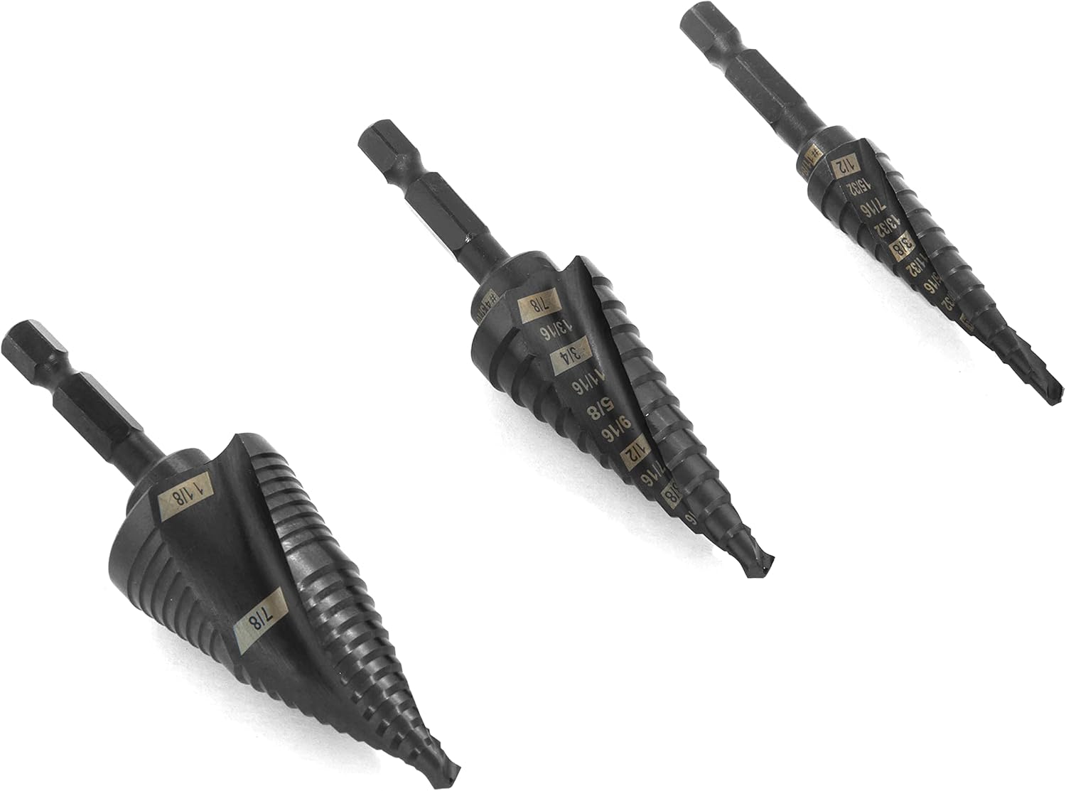 WEN DB149X 3-Piece Impact-Duty Titanium Step Drill Bit Set with #1, #4, and #9 Step Drill Bits