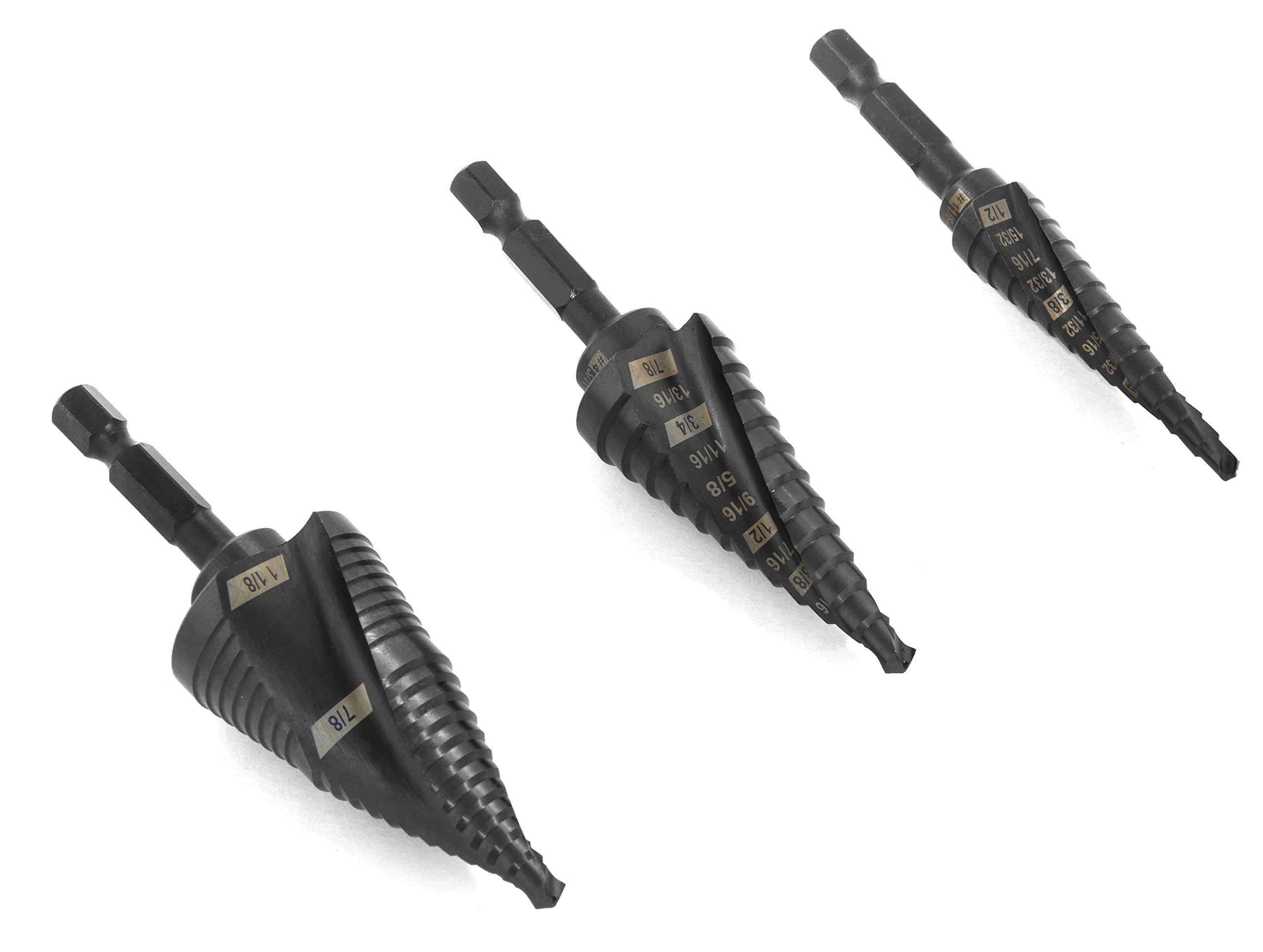 WEN DB149X 3-Piece Impact-Duty Titanium Step Drill Bit Set with #1, #4, and #9 Step Drill Bits