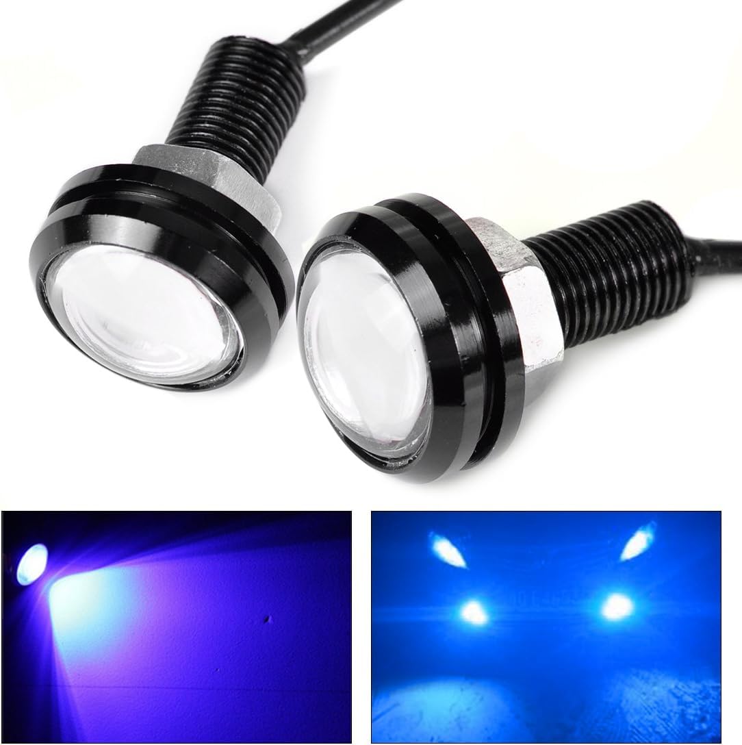 AUTO MT 2PC SET - BLUE 18mm Eagle Eye LED Lights 9W DRL Daytime Running Lights Backup Reversing Parking Signal Automobiles Lamps