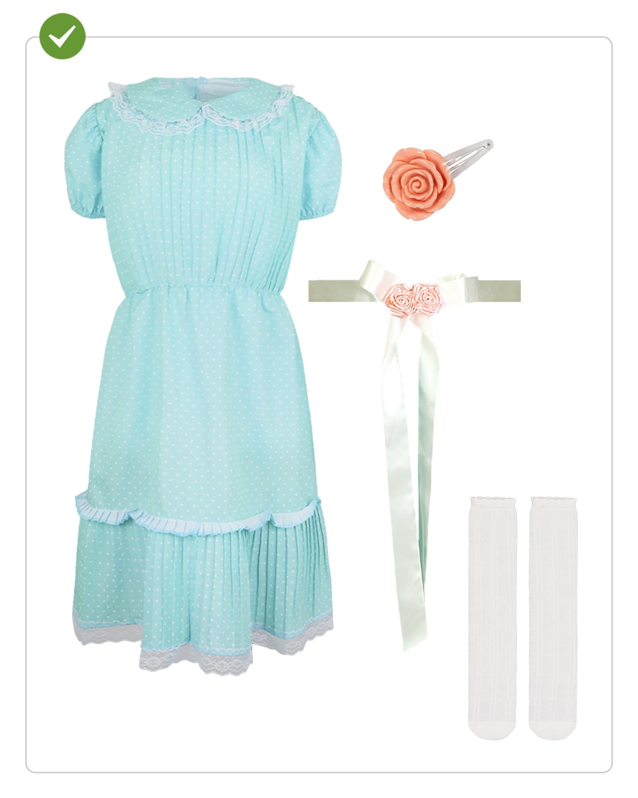 Funidelia Offizielles The Shining-Kostüm für Damen, Inklusive Kleid, Socken, Haarschmuck - Verkleidung für Erwachsene für Partys, Karneval und Halloween