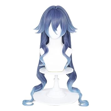Long Wig Blue Curly Twintails Hair 40in Game Cosplay Wig Christmas Halloween Costume Wigs use for Unisex Daily Use Holiday Party Role Playing