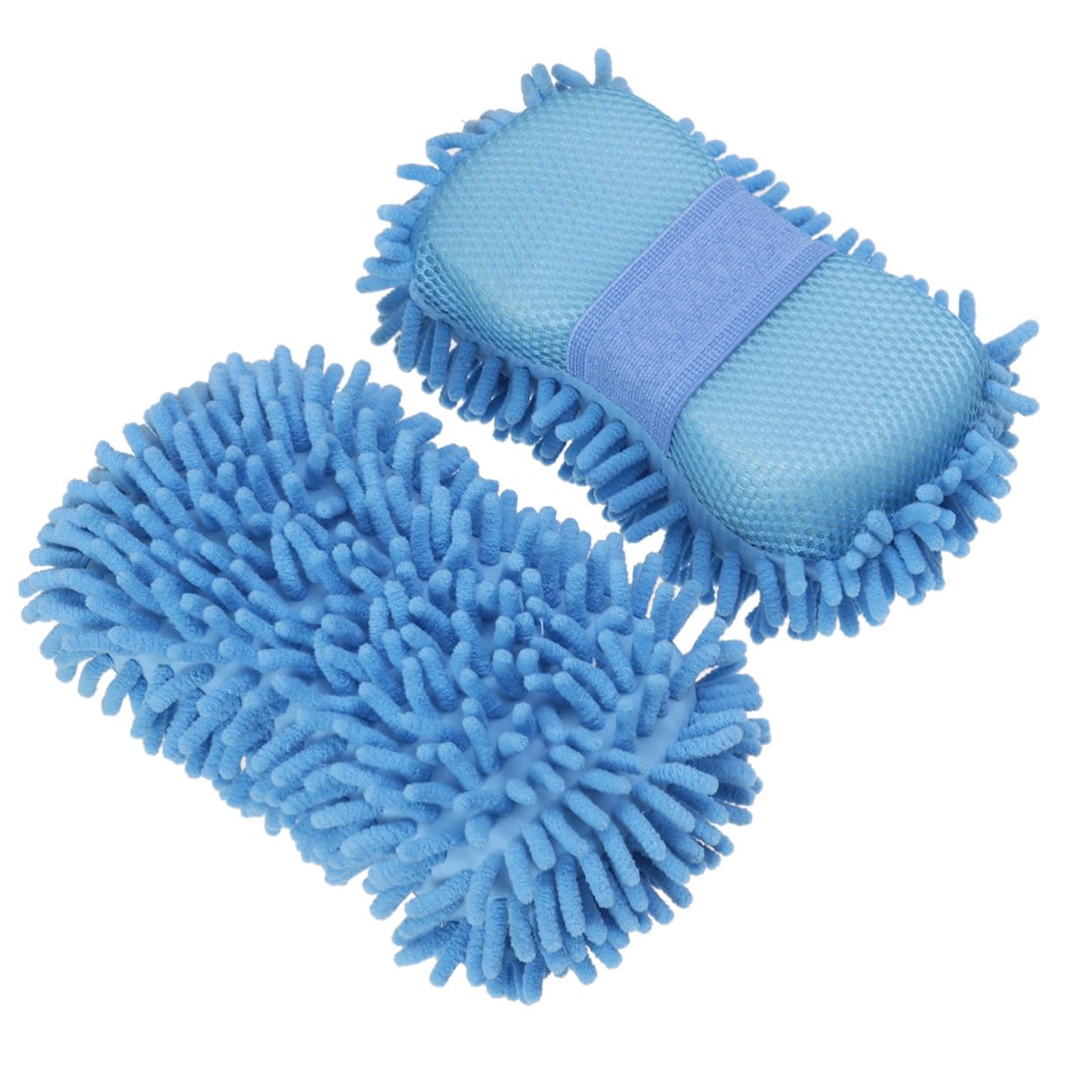 ULTECHNOVO 6piezas Guantes De Lavado De Microfibra Chenille para Coche y Moto Esponja De Limpieza Ultra Fina Azul