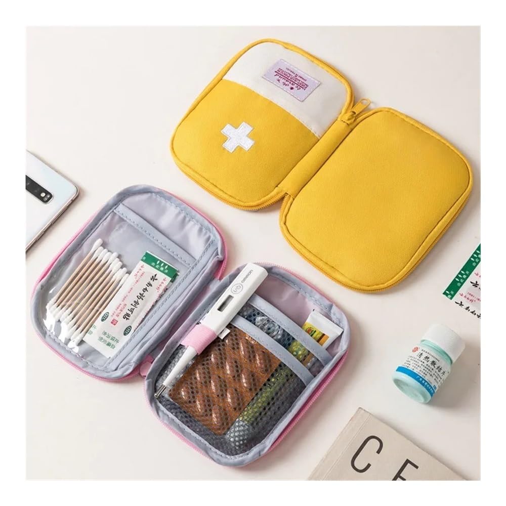 Sac de voyage pour médicaments - Pochette de rangement pour pilules - Pour l'extérieur, les urgences, la maison - Transport facile - Bleu - Taille XL