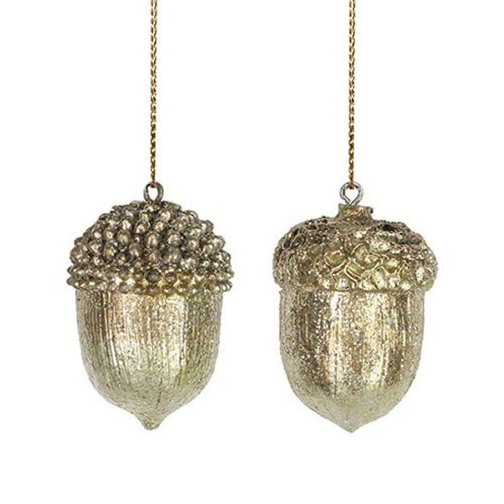 Gisela Graham : Gold Acorn Decorations (set of 2)