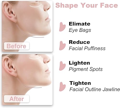 Miniatura 3 de Herramientas faciales de cuarzo rosa Gua Sha para el cuidado de la piel, masajeador facial, herramienta Gua Sha, herramienta de escultura facial de