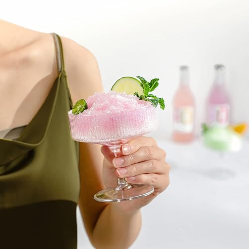 Miniatura 3 de G Rainbow Vintage Coupe - Juego de 4, cristalería de 8.4 onzas para champán, cóctel champán, elegante copa acanalada con copas, vasos de Martini