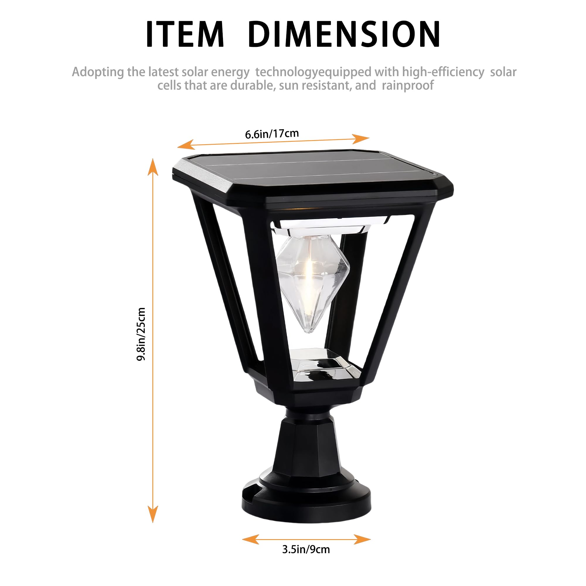 Alighting Solarleuchte für Zaunpfosten mit Dämmerungssensor – LED Solarlampe für Außen, Wasserdicht, Schwarze Gartenleuchte ohne Glas, ideal für Säulen, Terrasse, Einfahrt