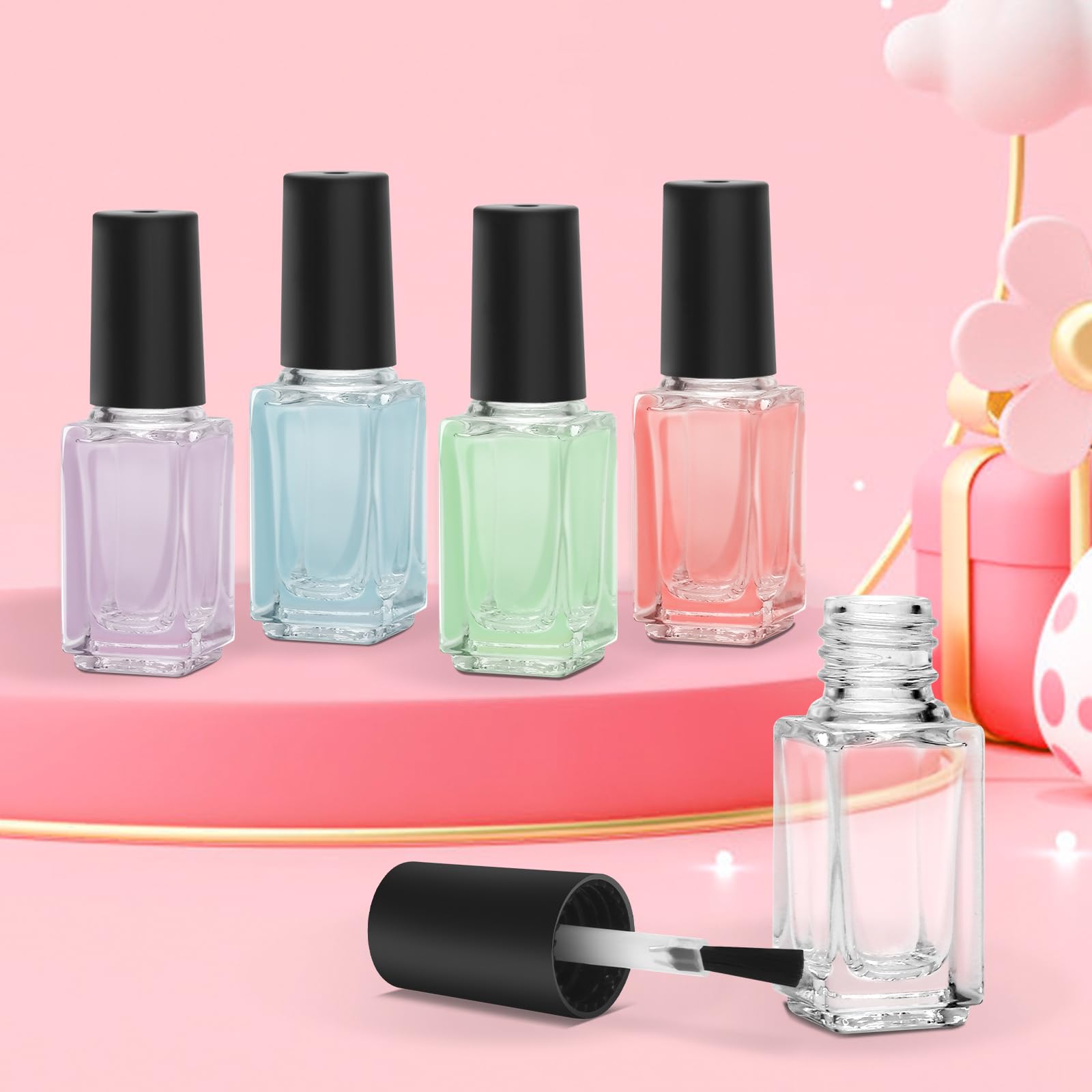Amazon | AHIER ネイルポリッシュボトル 空のマニキュアボトル ブラシ