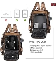 Vista 61 de Mochila impermeable liviana de nailon antirrobo para mujer, Caqui, M