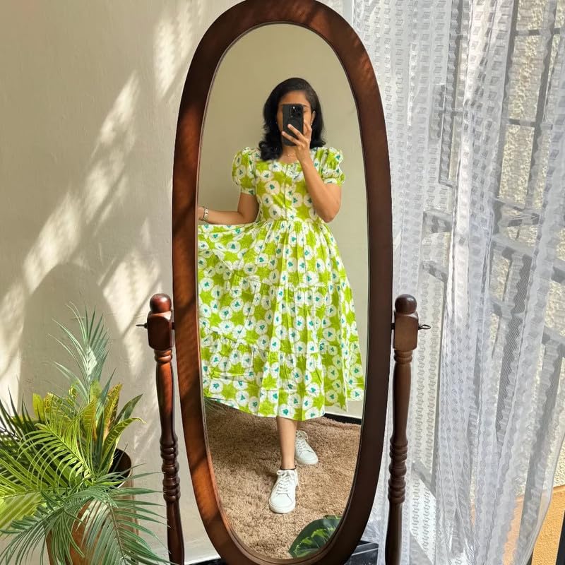 Image of Floral Midi Dress for Women - Summer Boho Dress, Lightweight & Breathable, Elegant Floral Print, Casual & Vacation Outfit, Comfortable Flowy Dress for Women