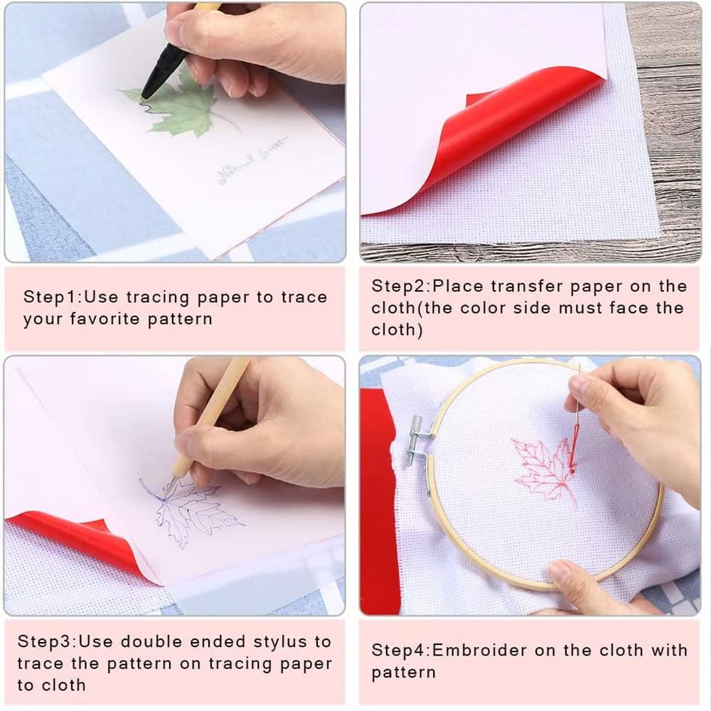 Carta Carbone Per Ricamo 10 Fogli 23x14cm - Trasferimento Motivi Su Tessuto, Legno E Ceramica - Foto 10