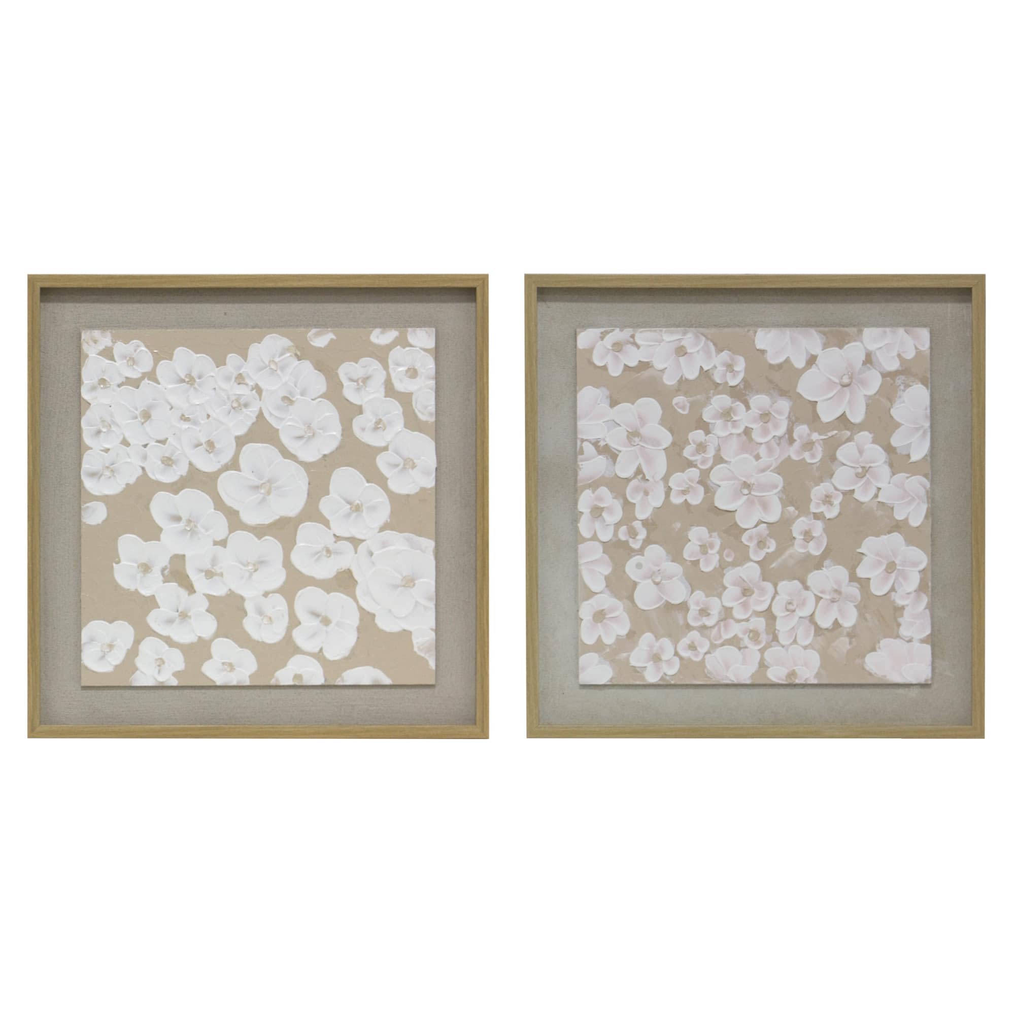 la fabrica del cuadro ®, Pareja de Cuadros Decorativos Artesanales Pintados a Mano, Cuadros Decoración para Salón y Diferentes Estancias. (PAREJA FLORES)