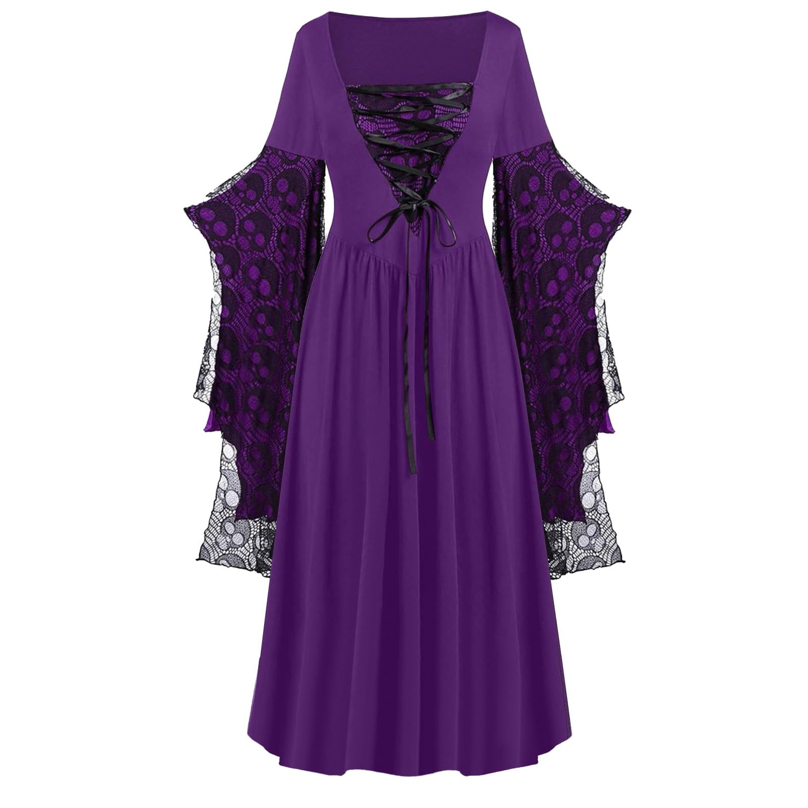 Halloween Costumes Women Adult Dresses Gothic Skeleton Party Vintage Dress — image 1