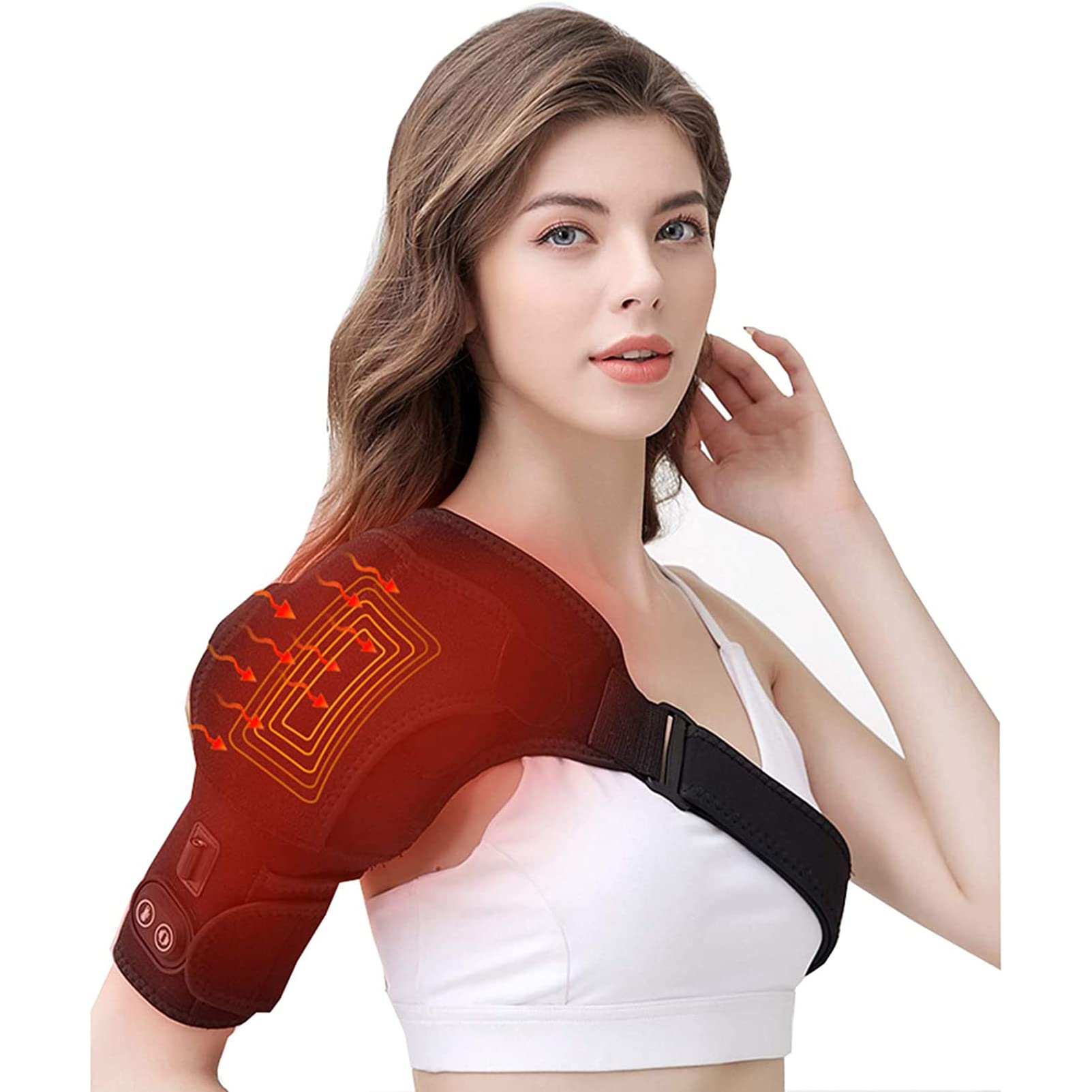 WIKINK Heated Shoulder Support Brace USB Rechargeable Adjustable Heating Shoulder Pad Wrap for Frozen Shoulder Dislocated AC Joint