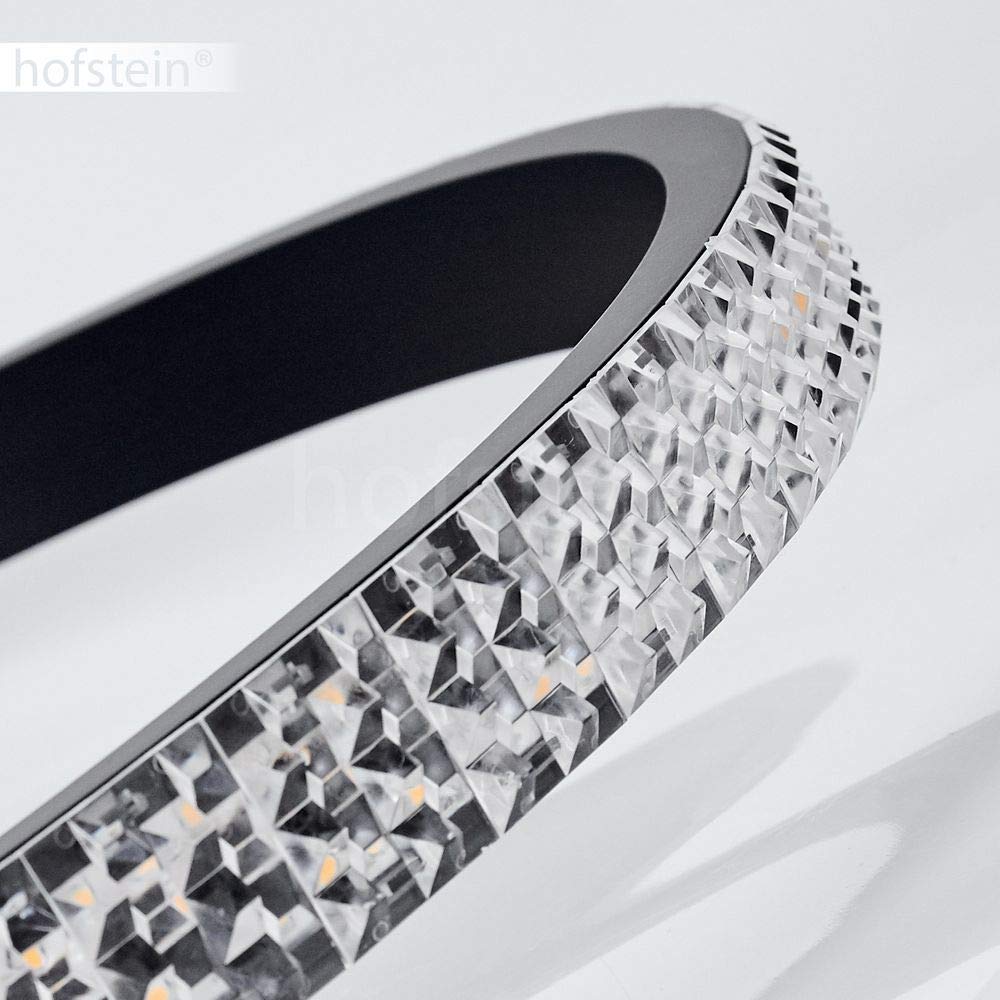 HOFSTEIN LED Deckenleuchte Melosa, moderne runde Deckenlampe aus Metall in Schwarz/Weiß, dimmbar über Lichtschalter, 13 Watt, Ø Ringe 45cm/40cm, Höhe 10cm, 1720 Lumen, 3000 Kelvin, Wohnzimmer, Küche