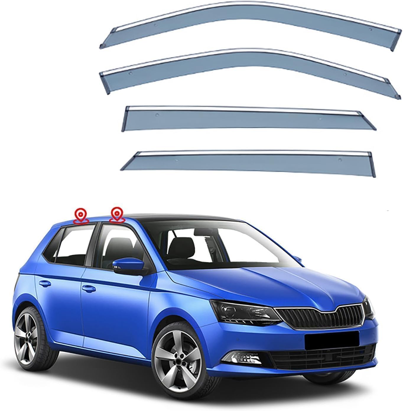 Panxuc Normal Car Wind Deflectors For Skoda Fabia Nj 2015-2020, Side Window Wind Rain Deflector Window Visor Sun Rain Guard Smoke Guards