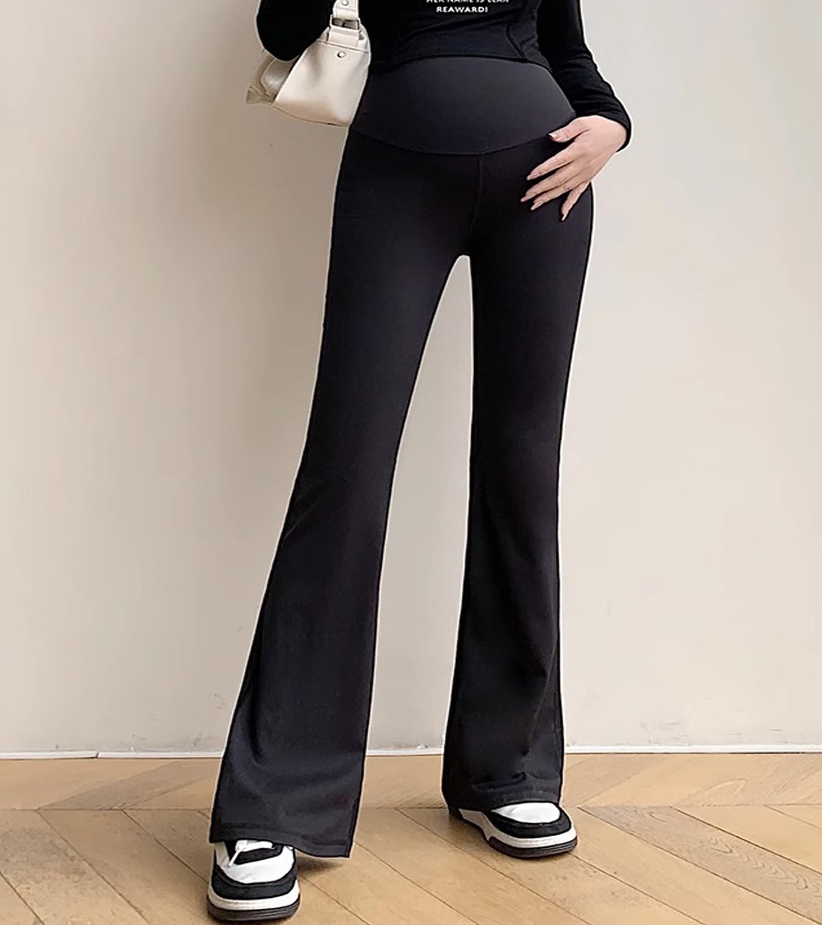 Damskie legginsy ciążowe, spodnie do jogi, rozciągliwe spodnie bootcut nad brzuchem, spodnie ciążowe do pracy, wypoczynku, spodnie sportowe