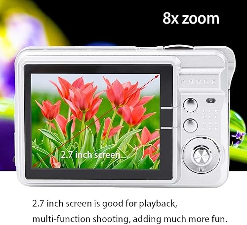 Miniatura 10 de Acuvar Kit de cámara digital de megapíxeles de 18 MP con pantalla LCD de 2.7 pulgadas, batería recargable, tarjeta SD de 32 GB, soporte para