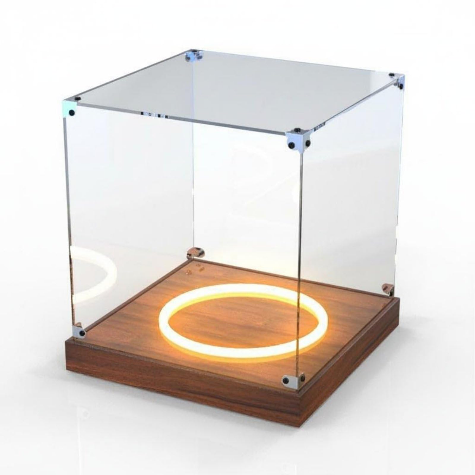 MagiDeal Exhibidor Acrílico para Pelotas Caja Expositora Deportiva con Base Texturizada Mecanismo Ensamble Rápido Cubierta Hermética Adecuado para Despachos y Ambientes Deportivos , 30x30x30cm