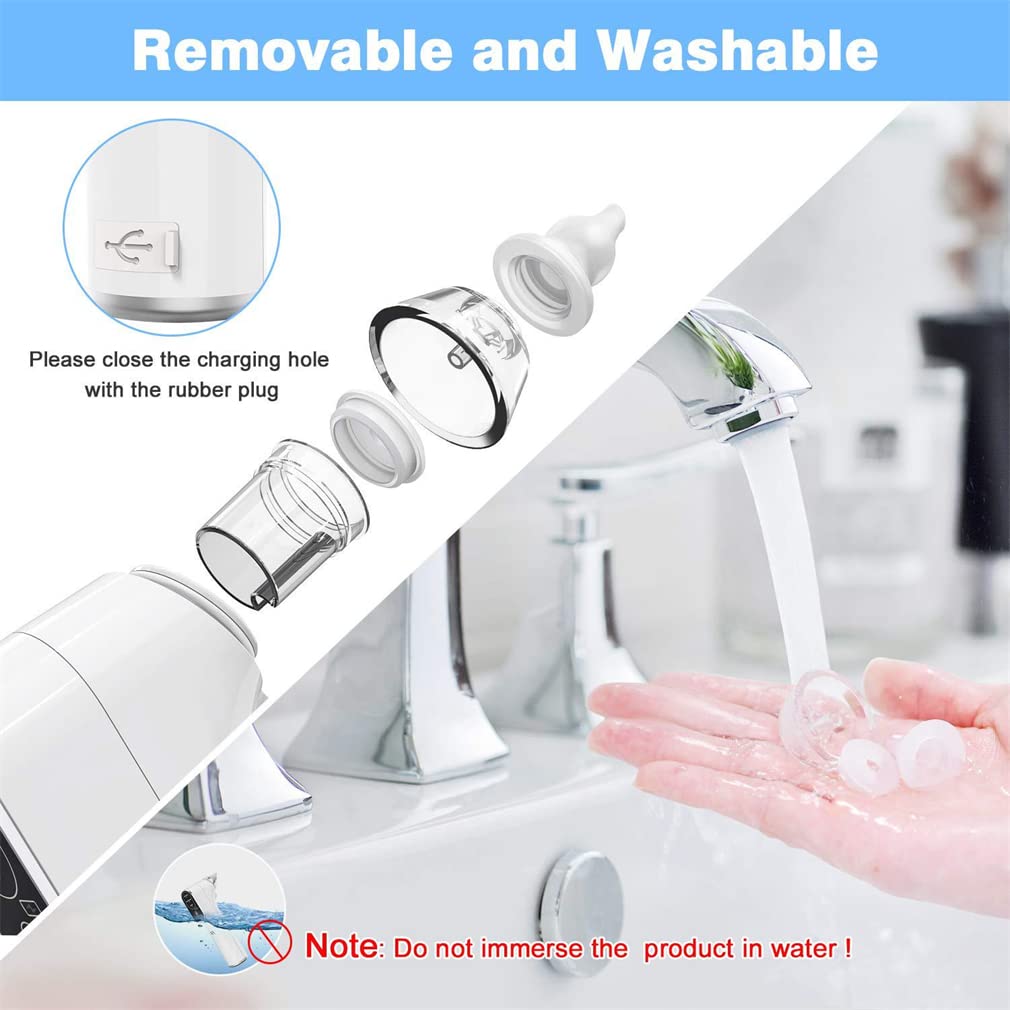 Aspirador Nasal de bebé Electric, 2 en 1 USB Baby Electric Nasal Aspirator con 3 velocidades Ajustables 4 boquillas de succión, para recién Nacidos y niños pequeños