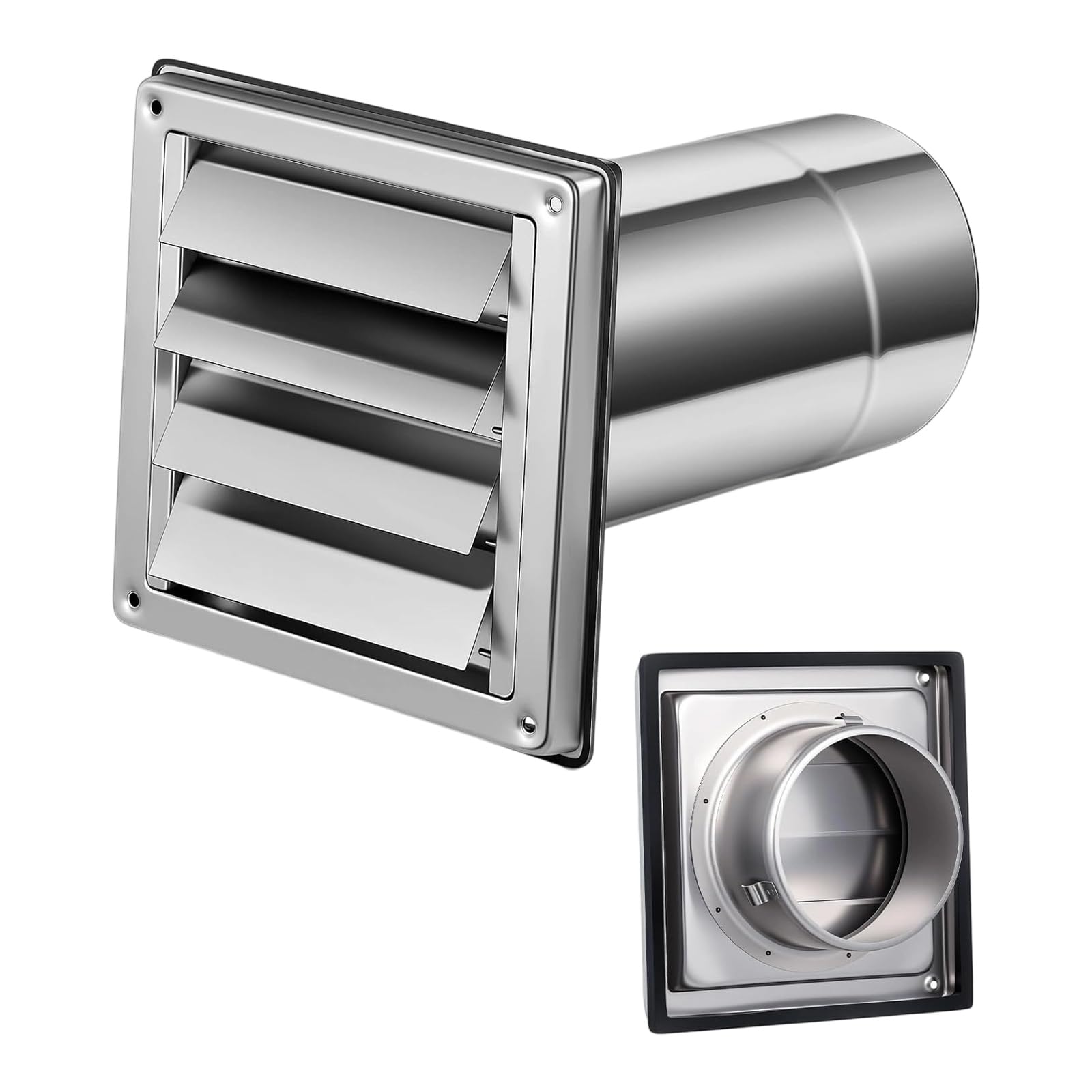 Kaeltsyn Exterior Wall Air Vent Cover Cap Duct Grill Square Vents Extractor Ventilation Cover Stainless Steel Air Vent Duct Grill Exterior Wall Ventilation Grille