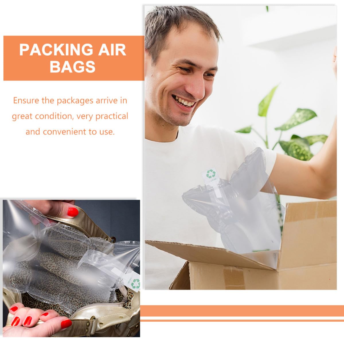 50 Pièces de Coussins Gonflables pour Emballage, Paquet Vide D’Air Anti-Collision, Protection Colis Rapide et Transport, Recyclables