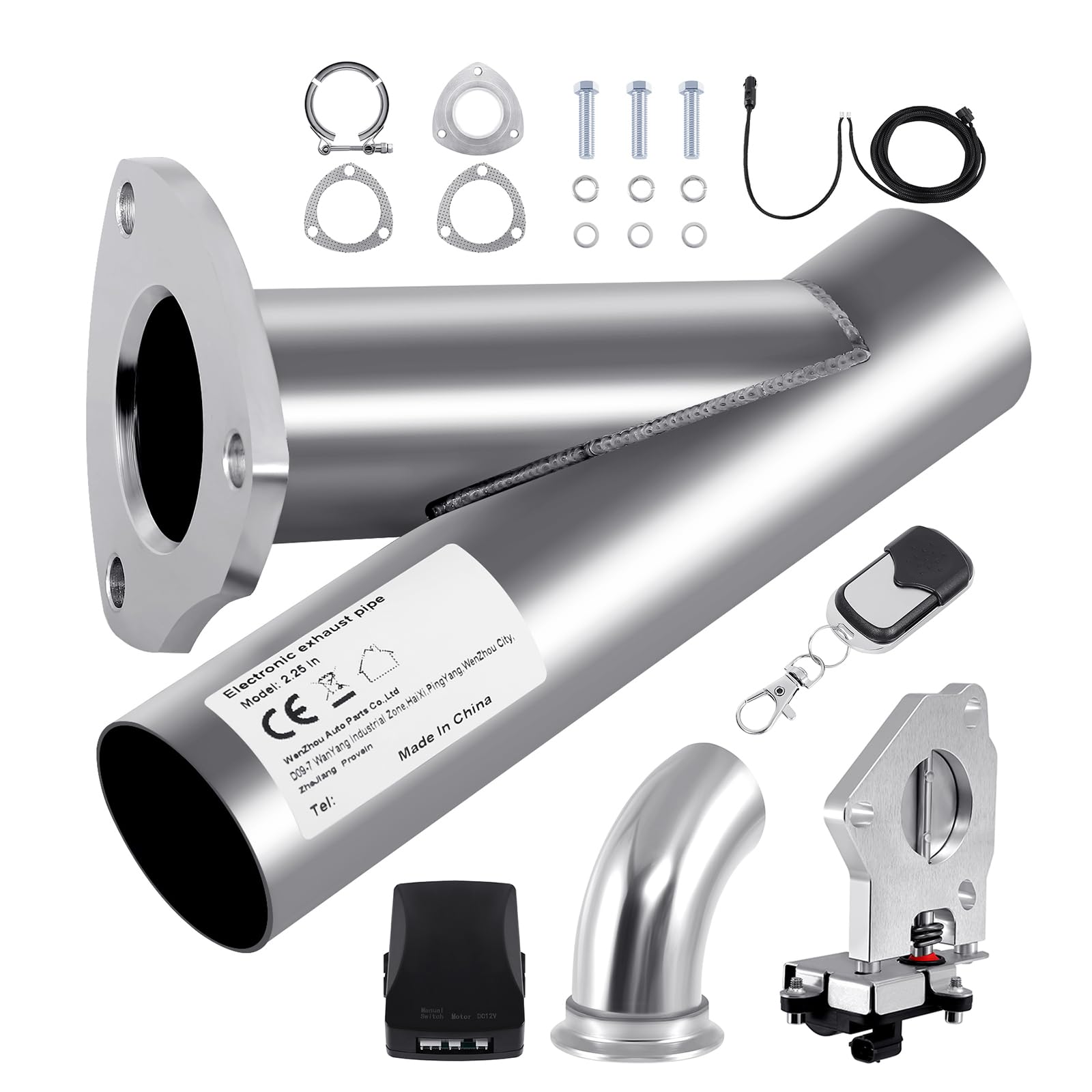 2.25" 57mm acero inoxidable sistema de interruptor de válvula de escape | eléctrico Kit