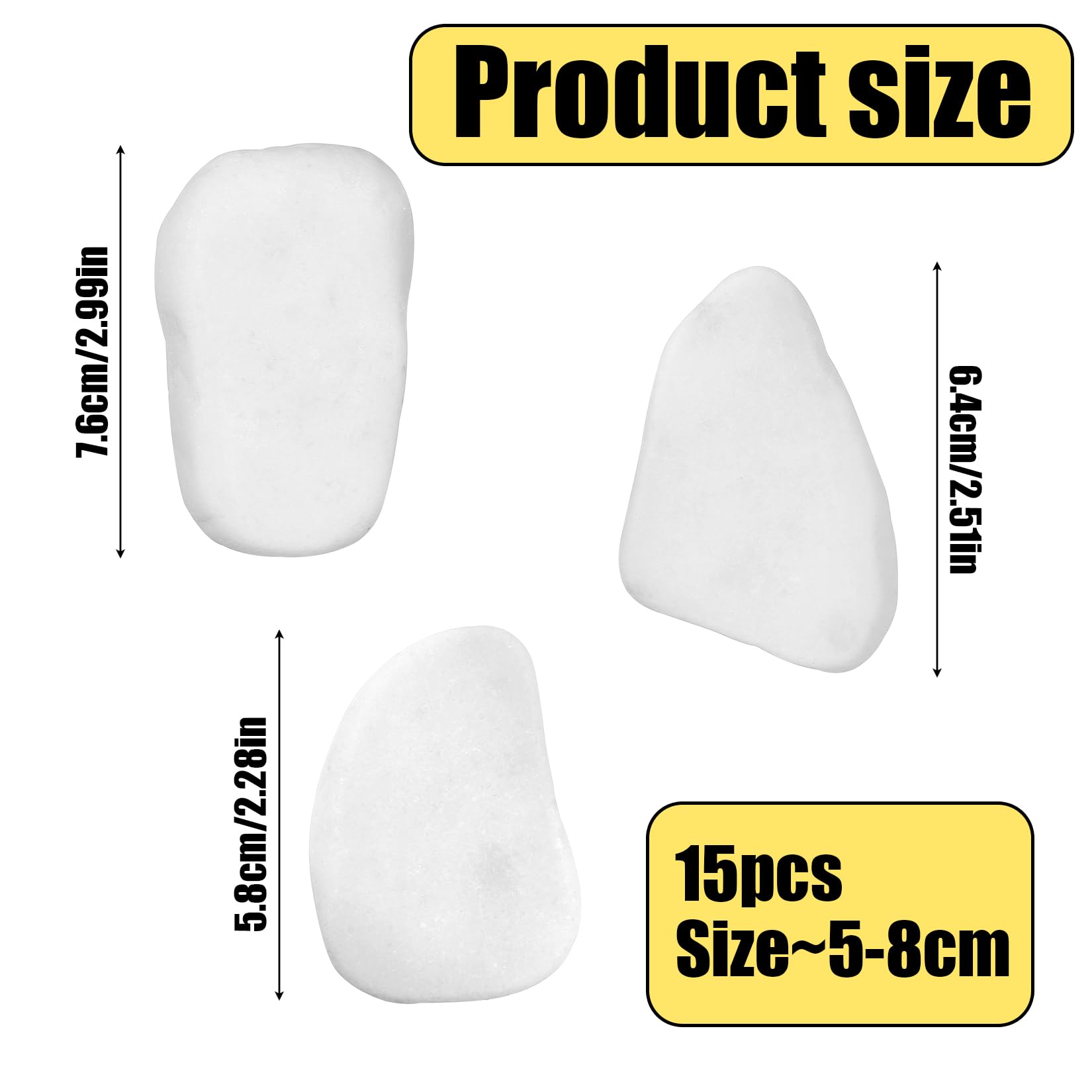 Pierres à Peindre 5-8 cm, Galets Décoratifs Blancs pour Jardin, Vase, Aquarium DIY