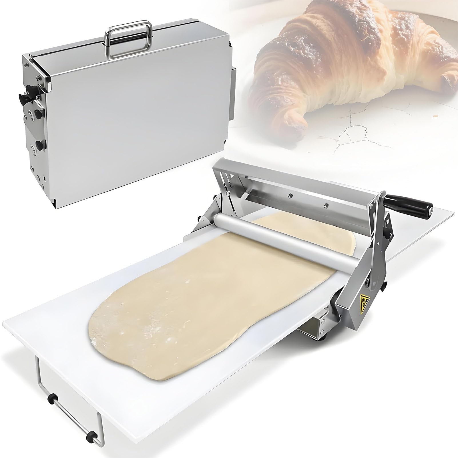 SkłAdana WałKarka Do Ciasta Do UżYtku Domowego I Komercyjnego, Laminator Do Ciasta Ze Stali Nierdzewnej, Maszyna Do Produkcji Ciasta Na Pizzę, Regulowana Grubość 400Model